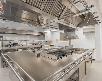 a clean commercial kitchen