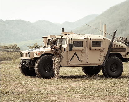 A military vehicle.