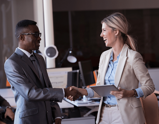 Two professionals shaking hands